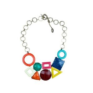 Amrita Singh Geometric Resin Statement Necklace Gold Chain Multi Color Toggle 20